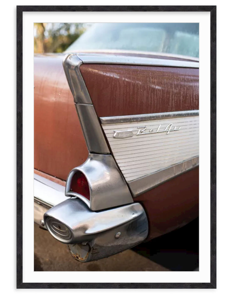 "Vintage Presidio" is the perfect shot of a vintage Chevrolet Bel Air tail fin, taken by photographer, Amanda Anderson, in San Francisco, CA. This print is the perfect wall decor for car lovers and collectors alike.