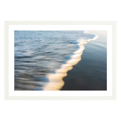 Photograph of wave at Atlantic Ocean framed in white with white mat