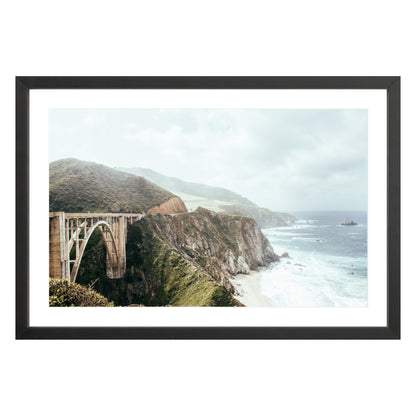 Photograph of Bixby Bridge in Big Sur California framed in black with white mat