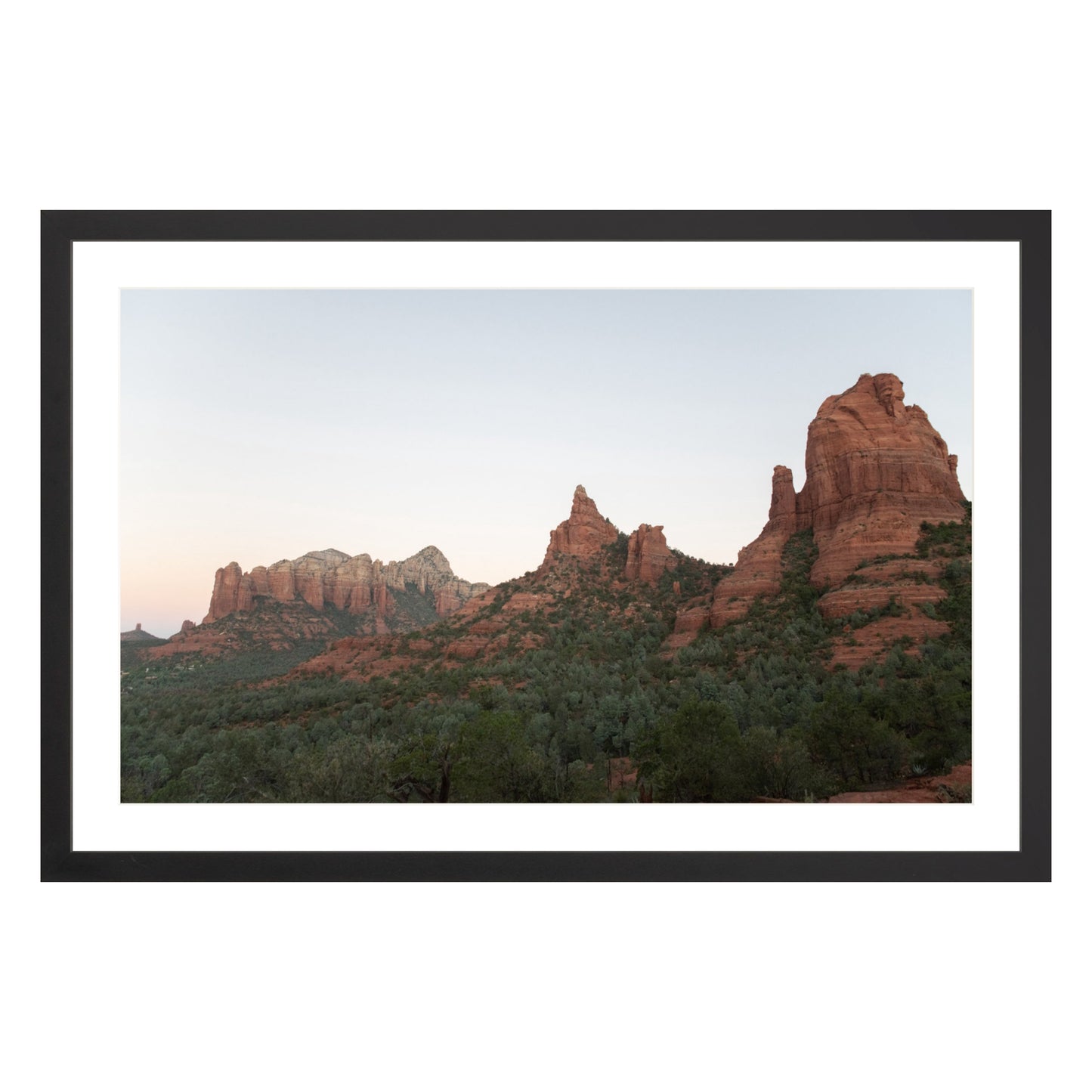 Photograph of Boynton Canyon in Sedona Arizona framed in black with white mat