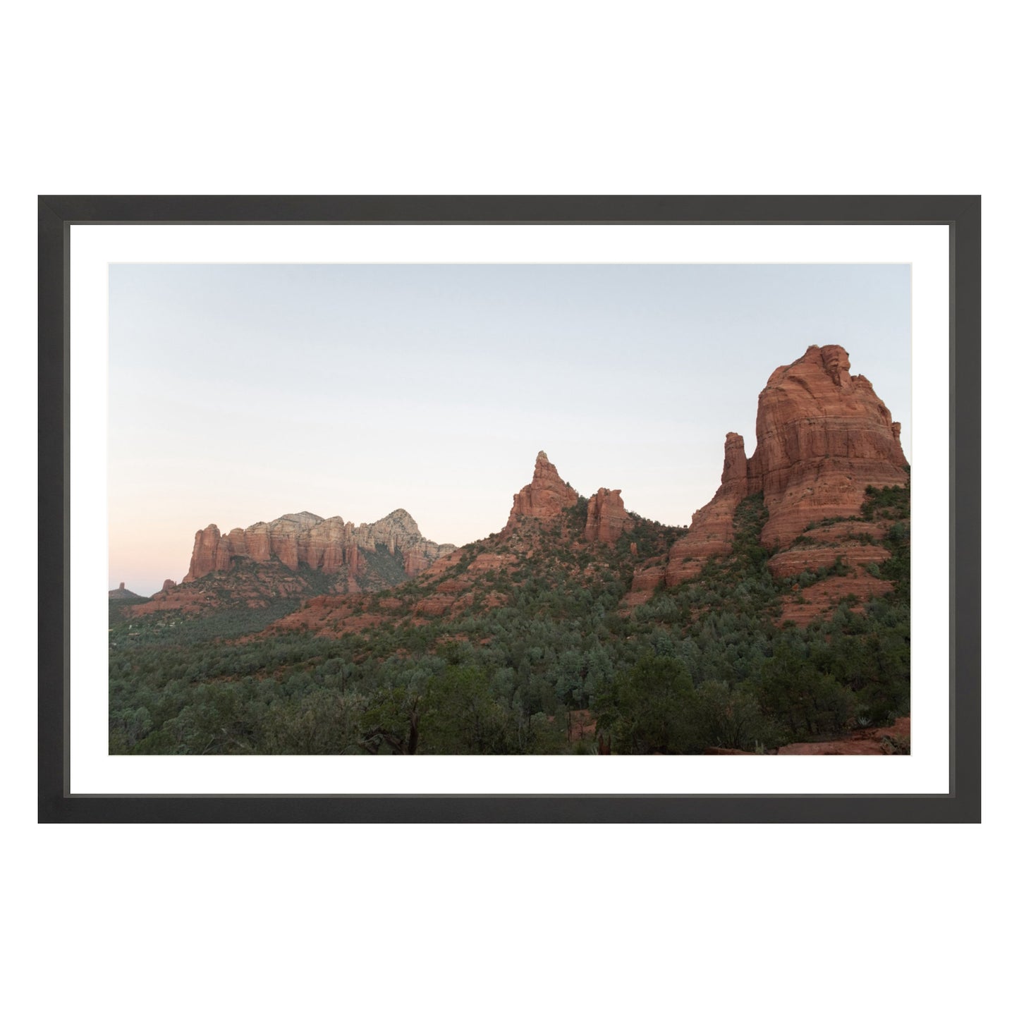 Photograph of Boynton Canyon in Sedona Arizona framed in black with white mat
