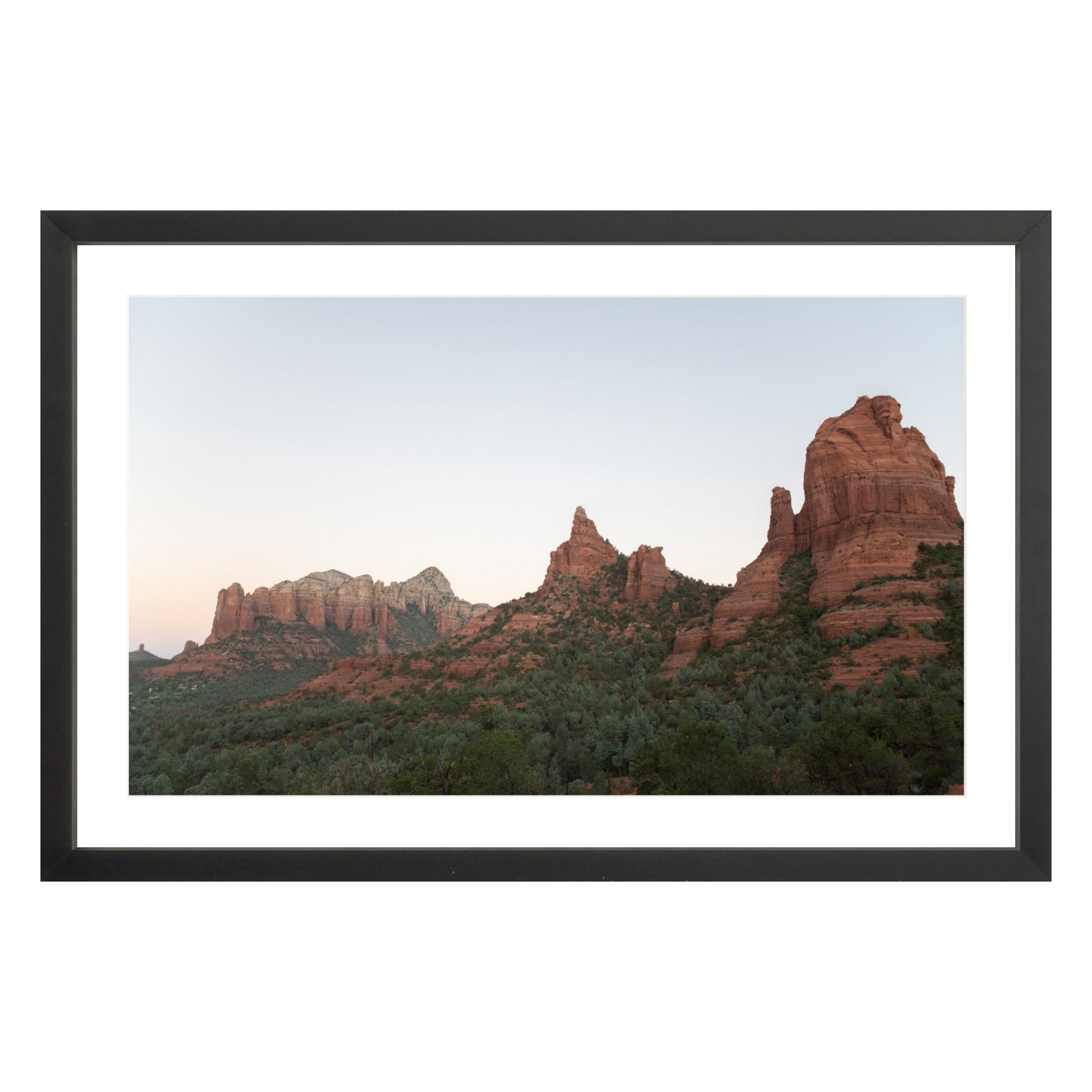 Photograph of Boynton Canyon in Sedona Arizona framed in black with white mat