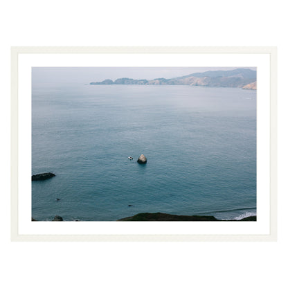 Photograph of San Francisco Bay in white frame with white mat