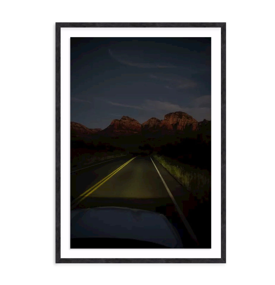 "Night Drive" represents all things adventure and beauty wrapped into one. Amanda Anderson captured this moment along the winding roads of Boynton Canyon in Sedona, Arizona. Her headlights lit up the road ahead while the sunset lit the distant hills. 