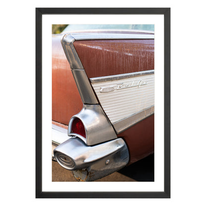 Photograph of vintage Chevy Bel Air in San Francisco in black frame with white mat